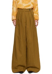 Dries Van Noten Brown Pleated Trousers