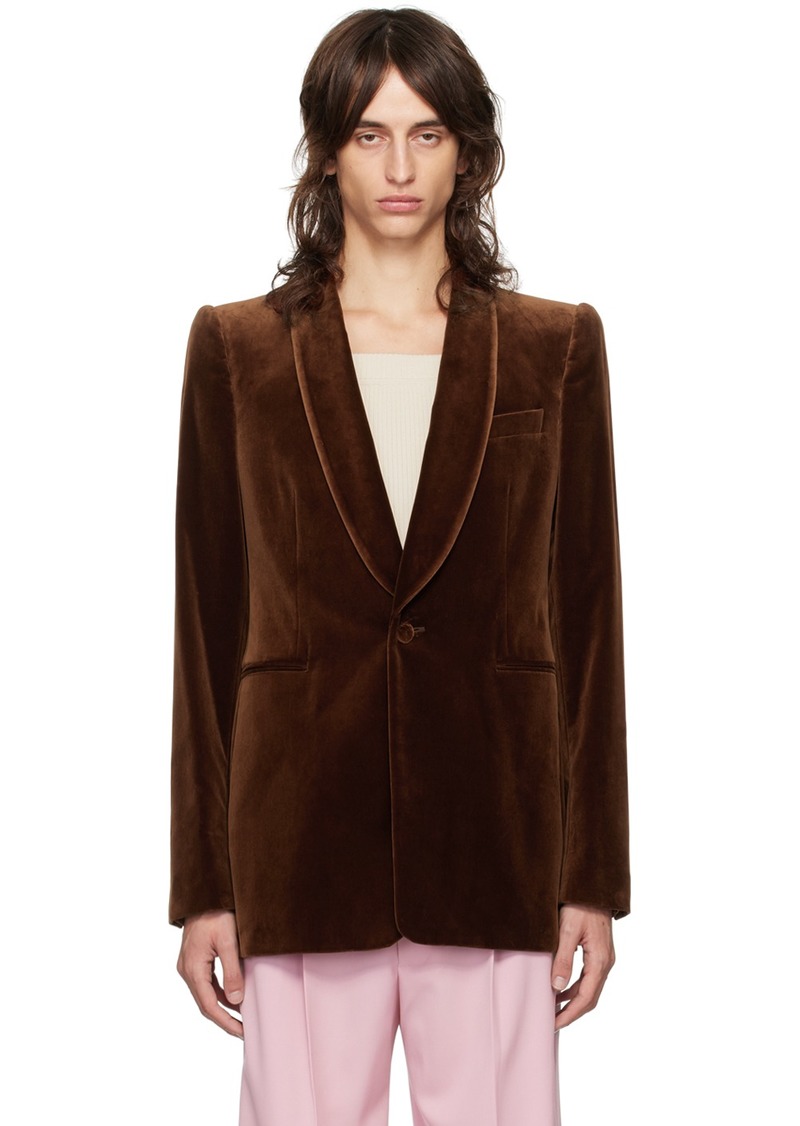 Dries Van Noten Brown Shawl Lapel Blazer