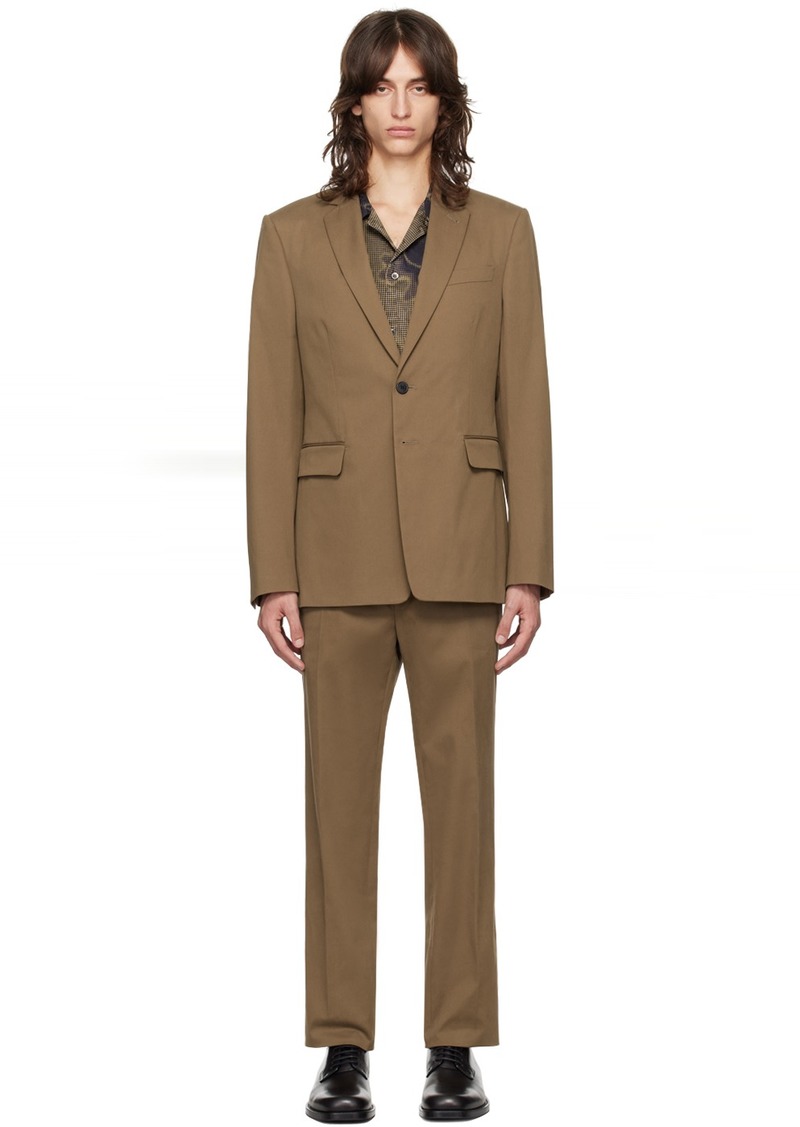 Dries Van Noten Brown Single-Breasted Cotton Suit