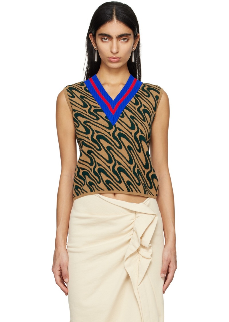 Dries Van Noten Brown Stripe Vest