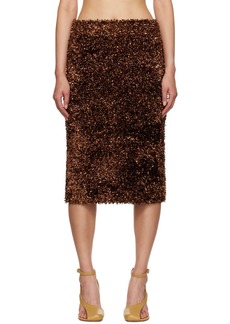 Dries Van Noten Brown Tinsel Midi Skirt