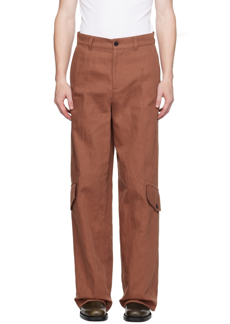 Dries Van Noten Brown Wide Leg Cargo Pants