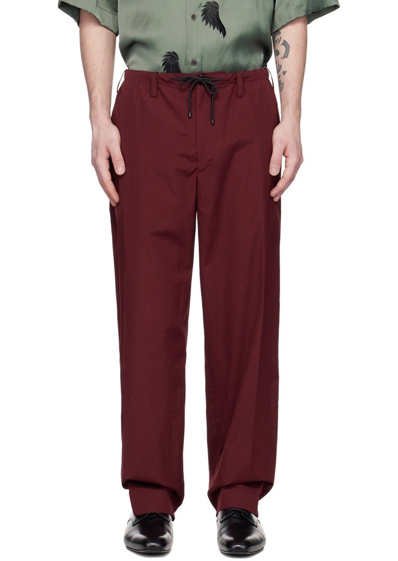 Dries Van Noten Burgundy Drawstring Trousers