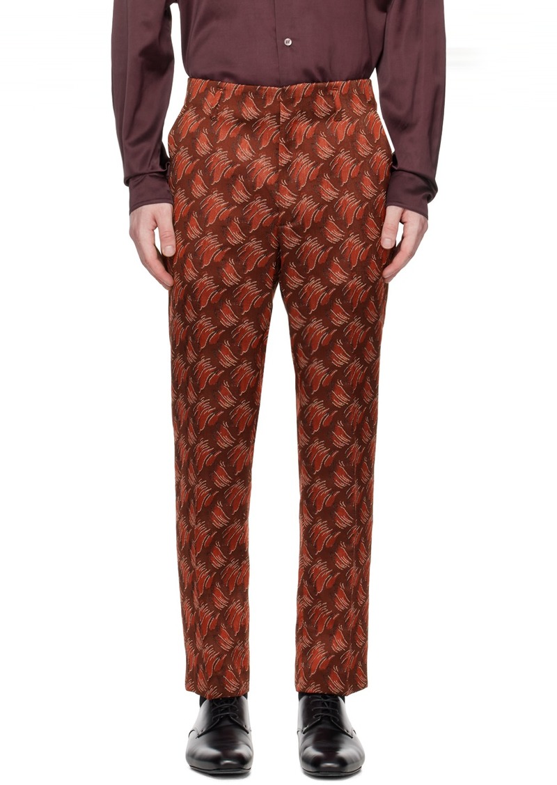 Dries Van Noten Burgundy Jacquard Trousers