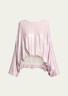 Dries Van Noten Cannett Sequin Draped Bubble Shirt