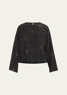 Dries Van Noten Capo Floral Print Shirt with Elastic Hem