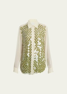 Dries Van Noten Chowy Embellished Button-Front Shirt