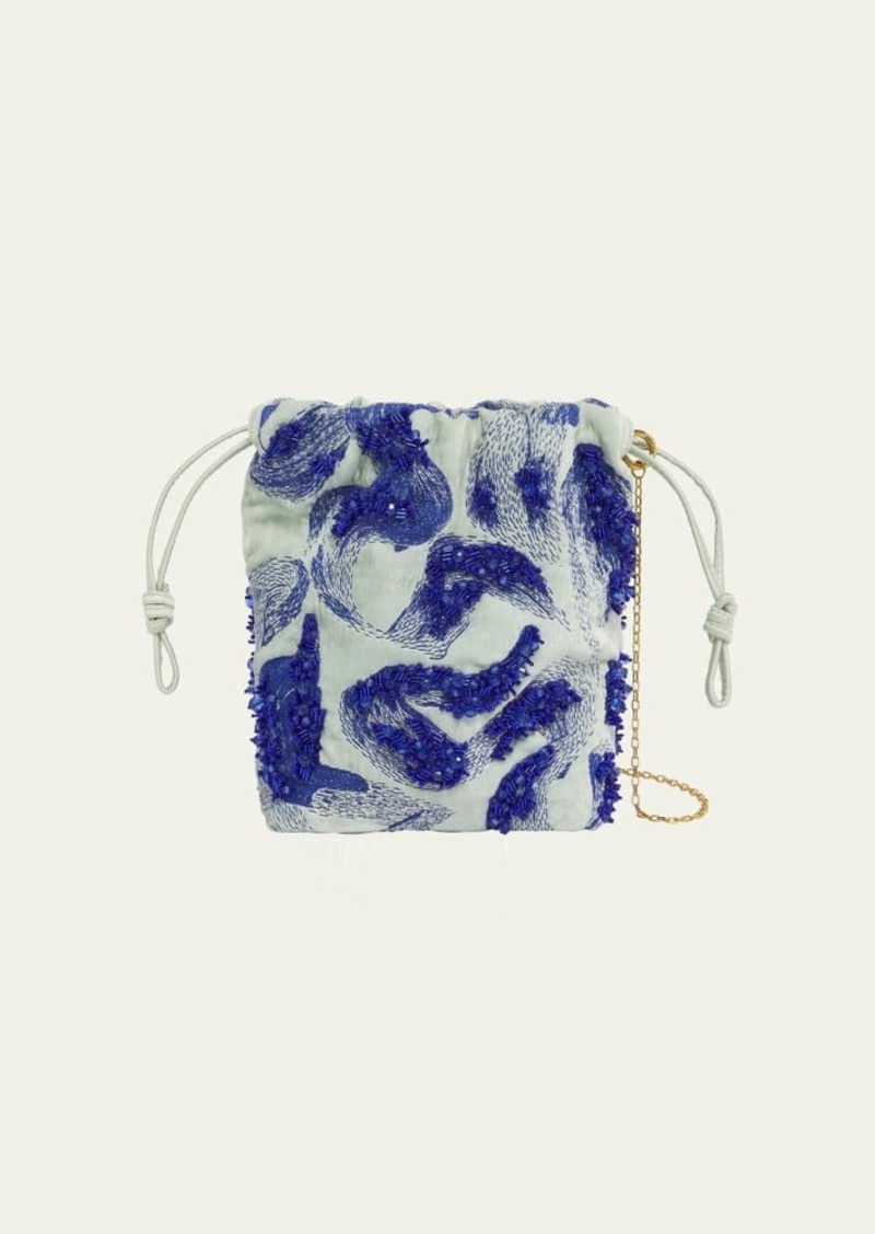 Dries Van Noten Cloud Small Leather Drawstring Bag