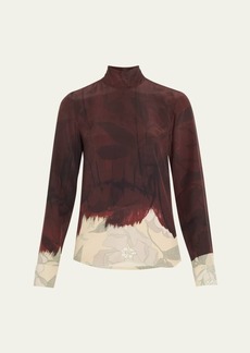 Dries Van Noten Conis Printed Mock-Neck Blouse