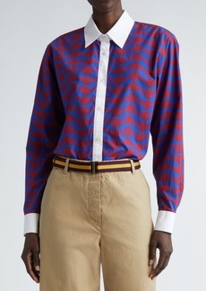 Dries Van Noten Contrast Trim Cotton Button-Up Shirt