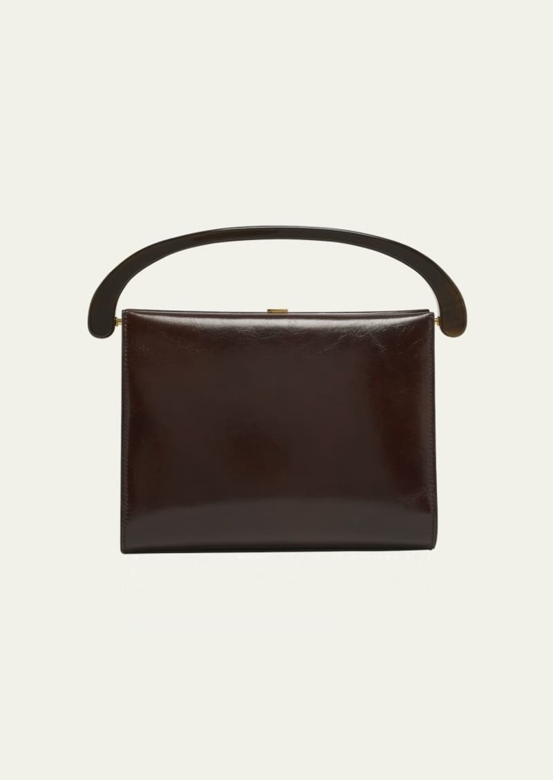 Dries Van Noten Crisp Boxy Smooth Leather Top Handle Bag