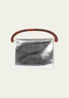Dries Van Noten Crisp Metallic Leather Top-Handle Bag