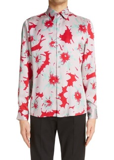Dries Van Noten Curle Floral Print Button-Up Shirt in Red at Nordstrom