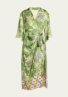 Dries Van Noten Dakola Printed Wrap Midi Dress