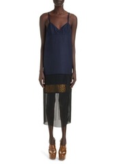 Dries Van Noten Damiana Pinstripe Mesh Hem Slipdress