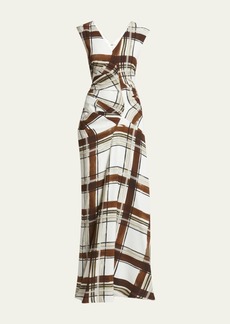 Dries Van Noten Daring Plaid Asymmetric Maxi Dress