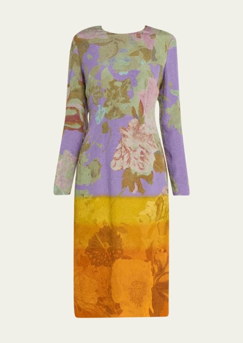 Dries Van Noten Delavina Ombre Floral Print Midi Dress