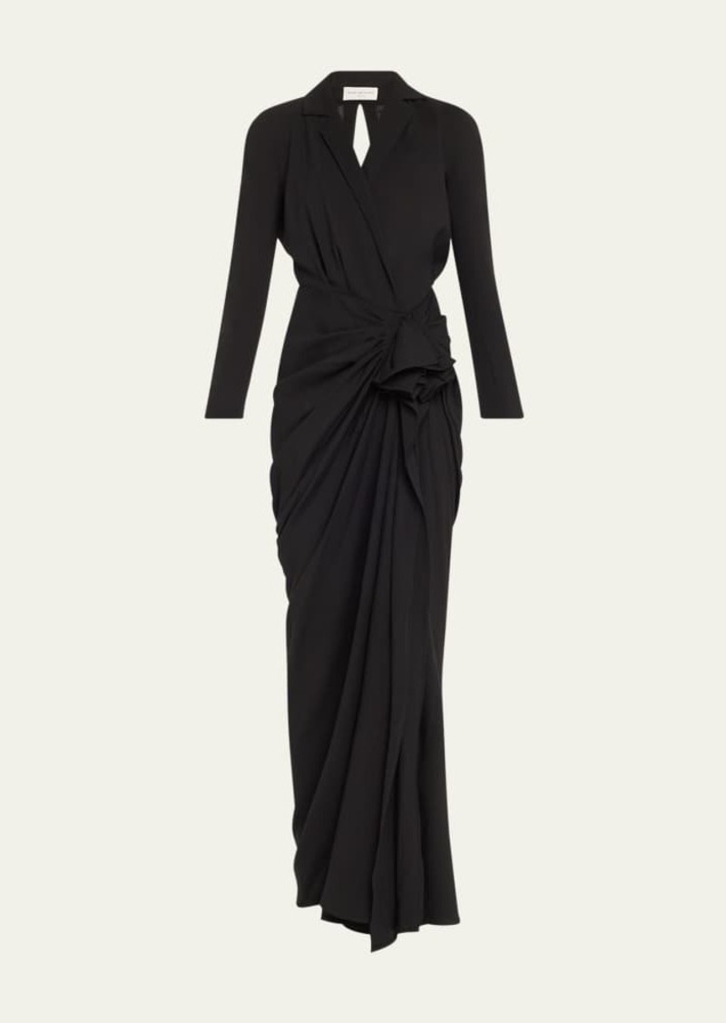 Dries Van Noten Donati Long Backless Twisted Wool Dress