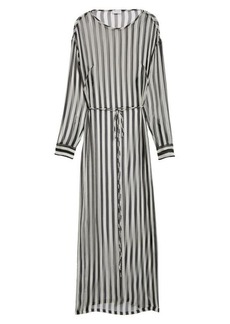 Dries Van Noten Duzco Stripe Long Sleeve Sheer Maxi Dress