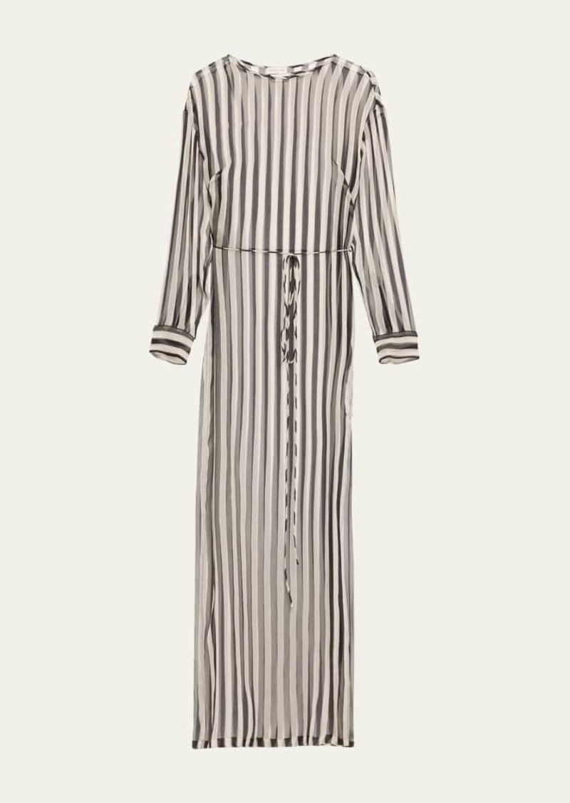 Dries Van Noten Duzcos Long Stripe Silk Dress
