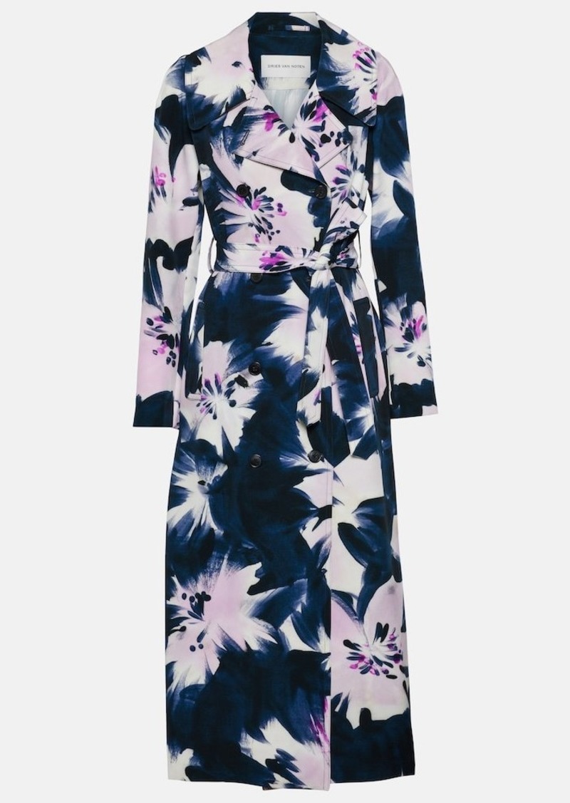 Dries Van Noten Floral printed trench coat