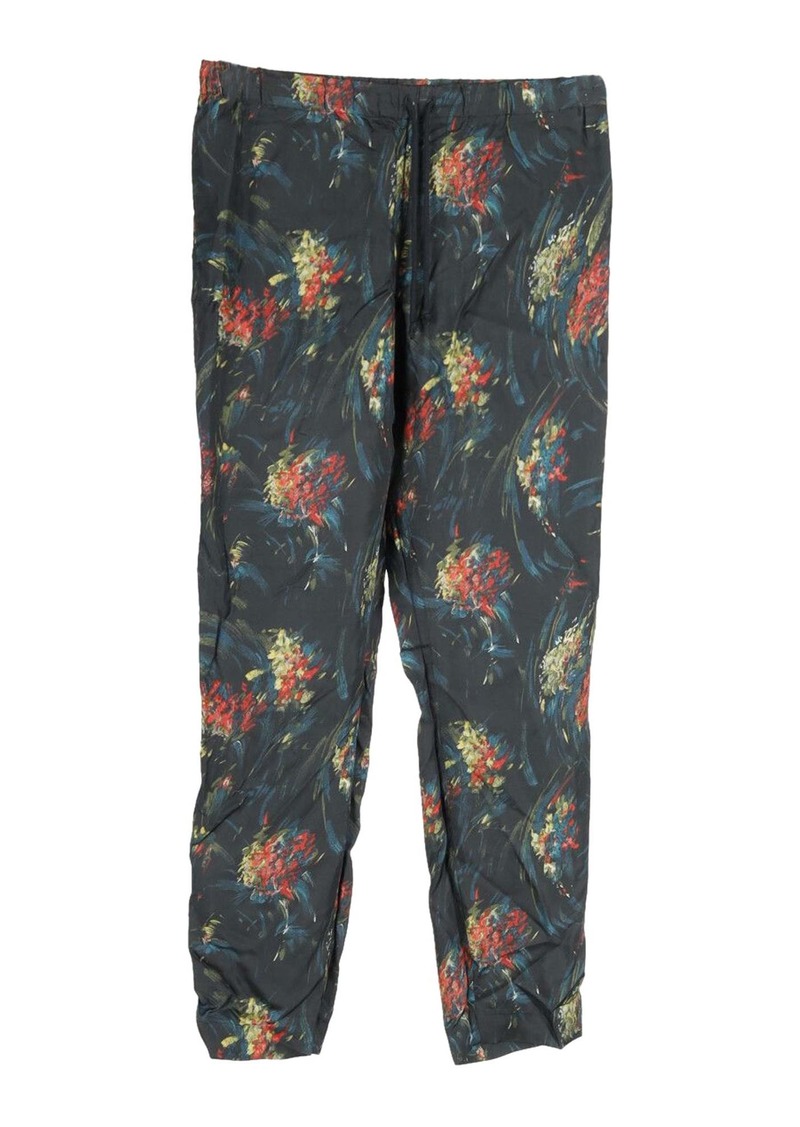 Dries Van Noten Floral Trousers in Black Viscose