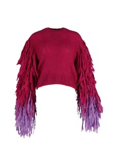 Dries Van Noten Fringed Sweater in Pink Wool