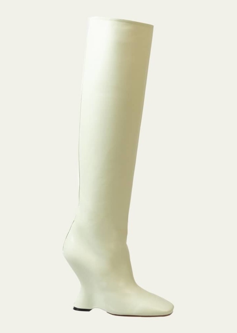 Dries Van Noten Glove Leather Wedge Knee Boots