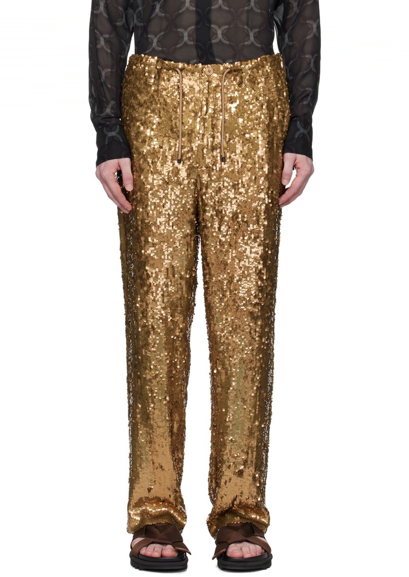 Dries Van Noten Gold Embellished Trousers