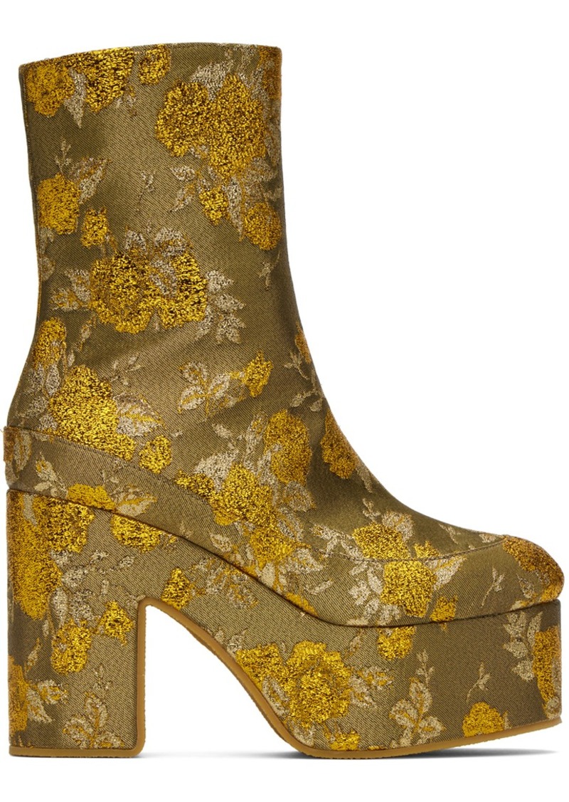 Dries Van Noten Gold Jacquard Boots