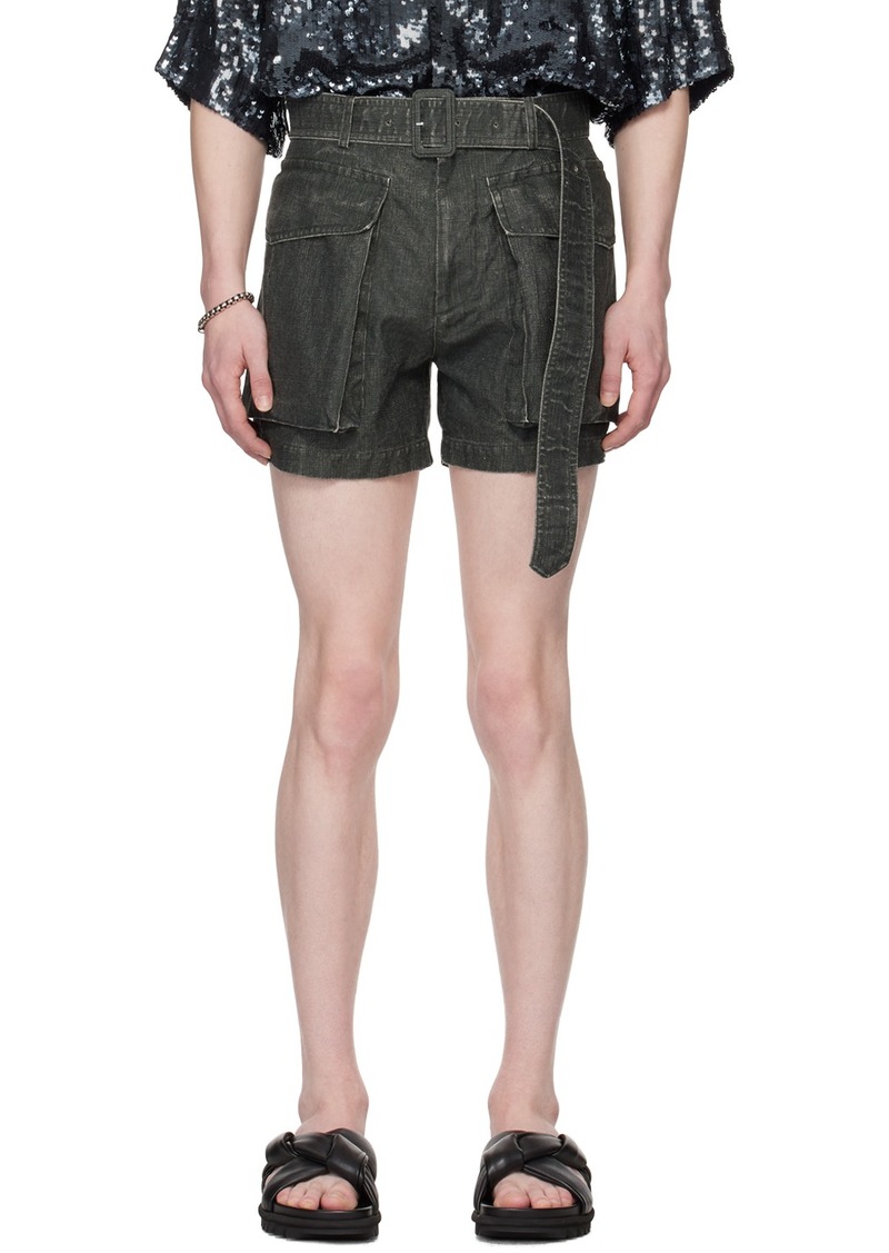 Dries Van Noten Gray Belted Shorts