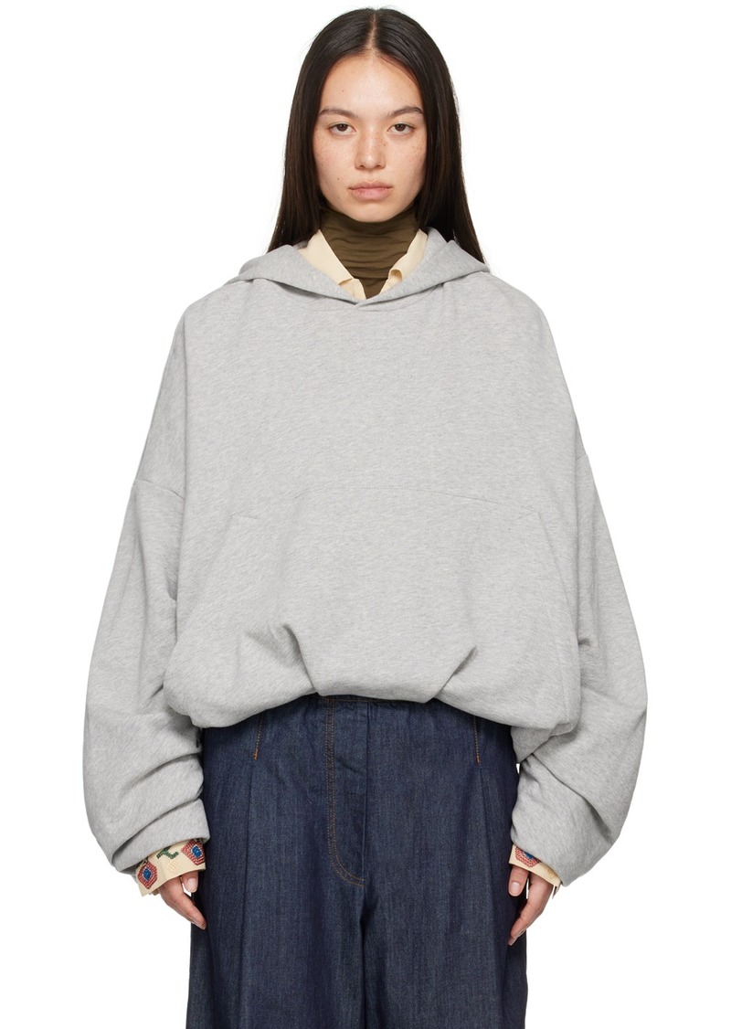 Dries Van Noten Gray Draped Hoodie