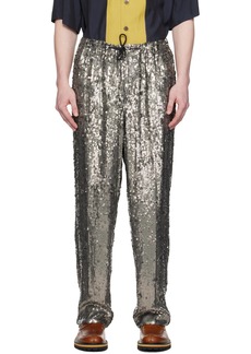 Dries Van Noten Gray Embellished Trousers