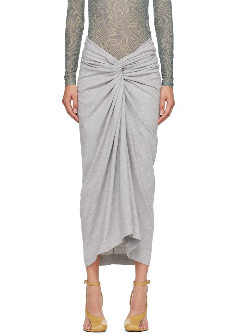 Dries Van Noten Gray Knotted Midi Skirt