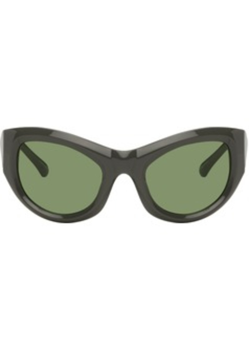 Dries Van Noten Gray Linda Farrow Edition Wrap Sunglasses
