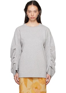 Dries Van Noten Gray Pleated Sleeves T-Shirt