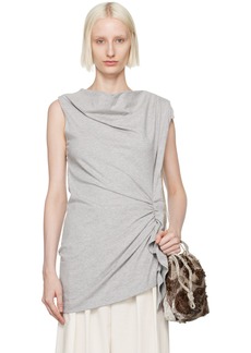 Dries Van Noten Gray Ruffled Tank Top