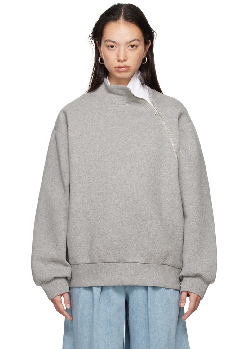 Dries Van Noten Gray Zipped Sweatshirt