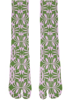 Dries Van Noten Green & Purple Printed Tabi Socks