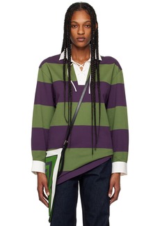 Dries Van Noten Green & Purple Striped Polo
