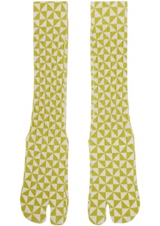 Dries Van Noten Green & White Pattern Socks
