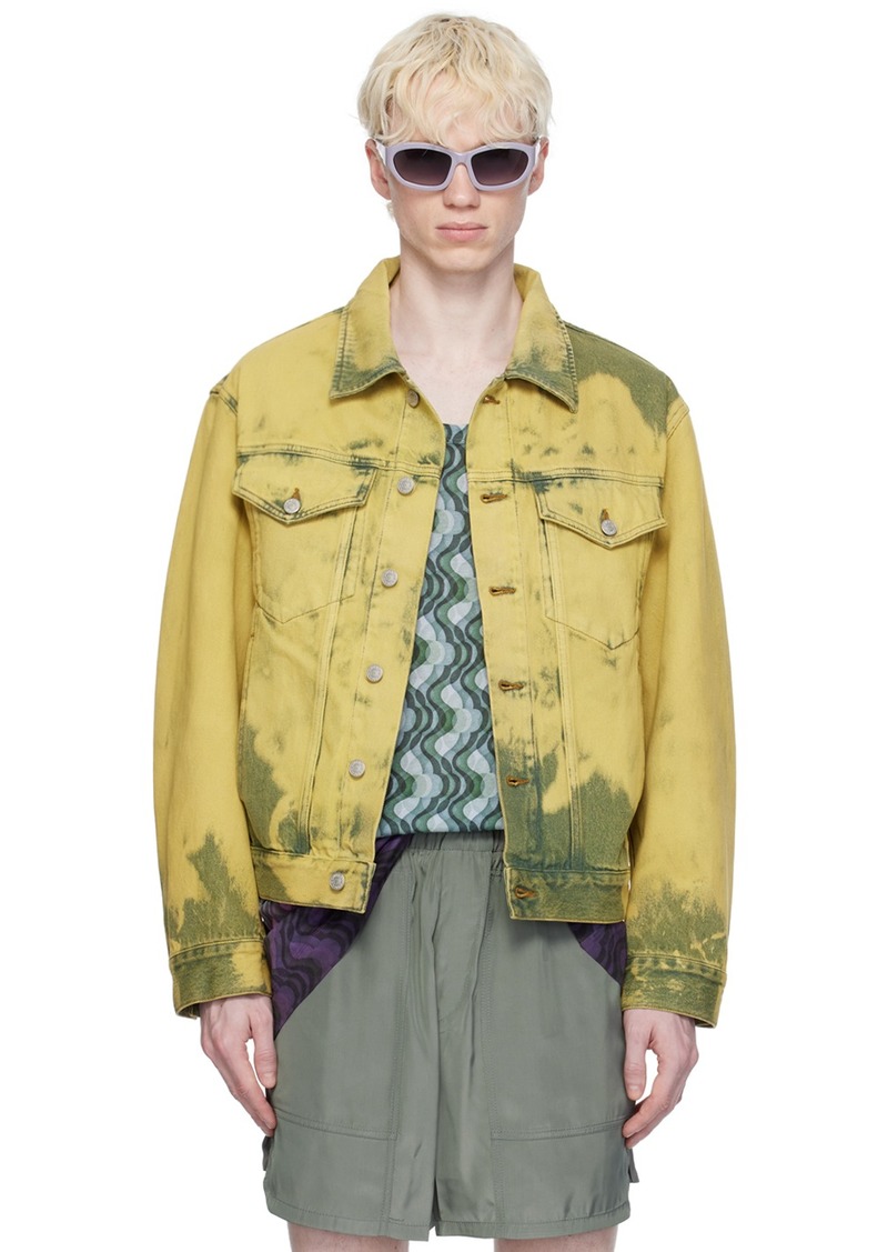 Dries Van Noten Green Garment-Dyed Denim Jacket