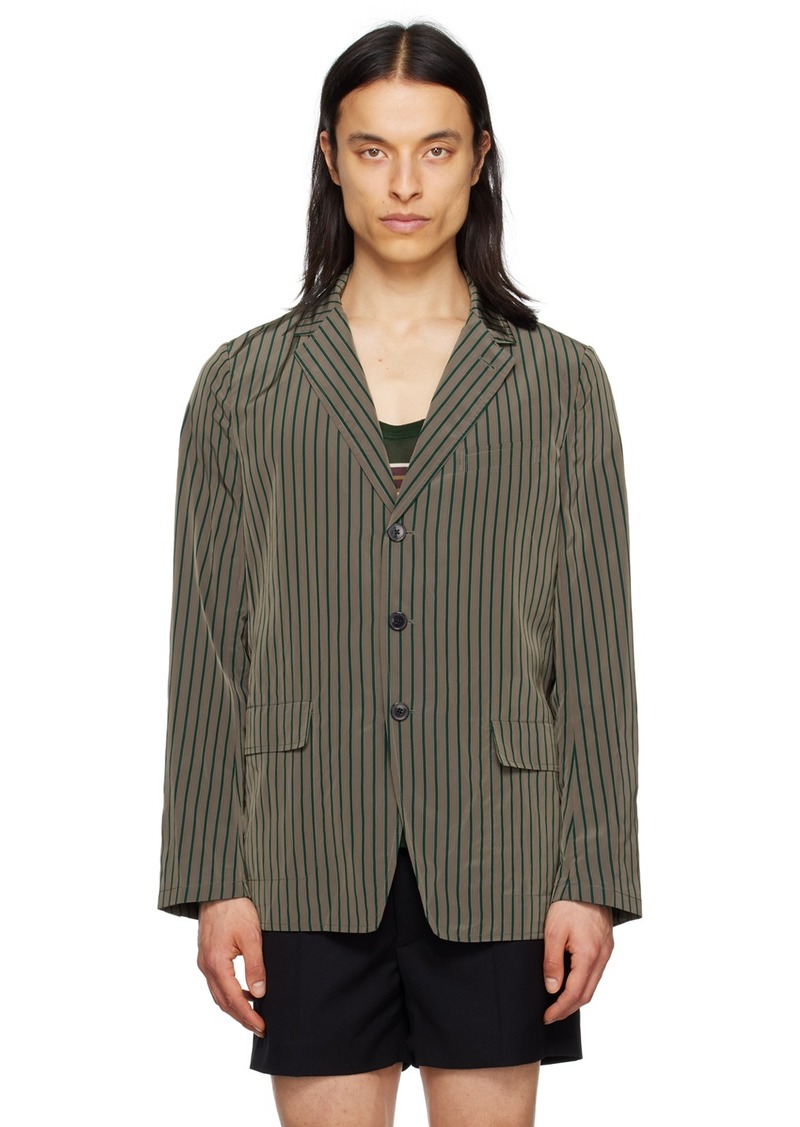 Dries Van Noten Green Striped Blazer