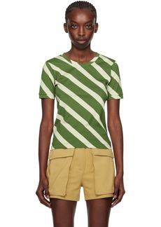 Dries Van Noten Green Striped T-Shirt