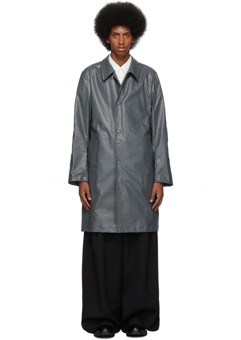 Dries Van Noten Grey Coated Cotton Coat