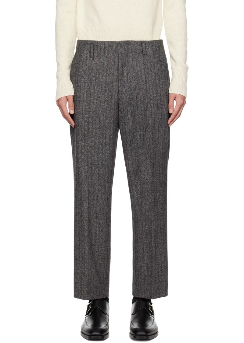 Dries Van Noten Grey Striped Trousers