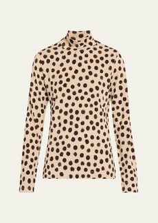 Dries Van Noten Hoske Polka-Dot Turtleneck Top