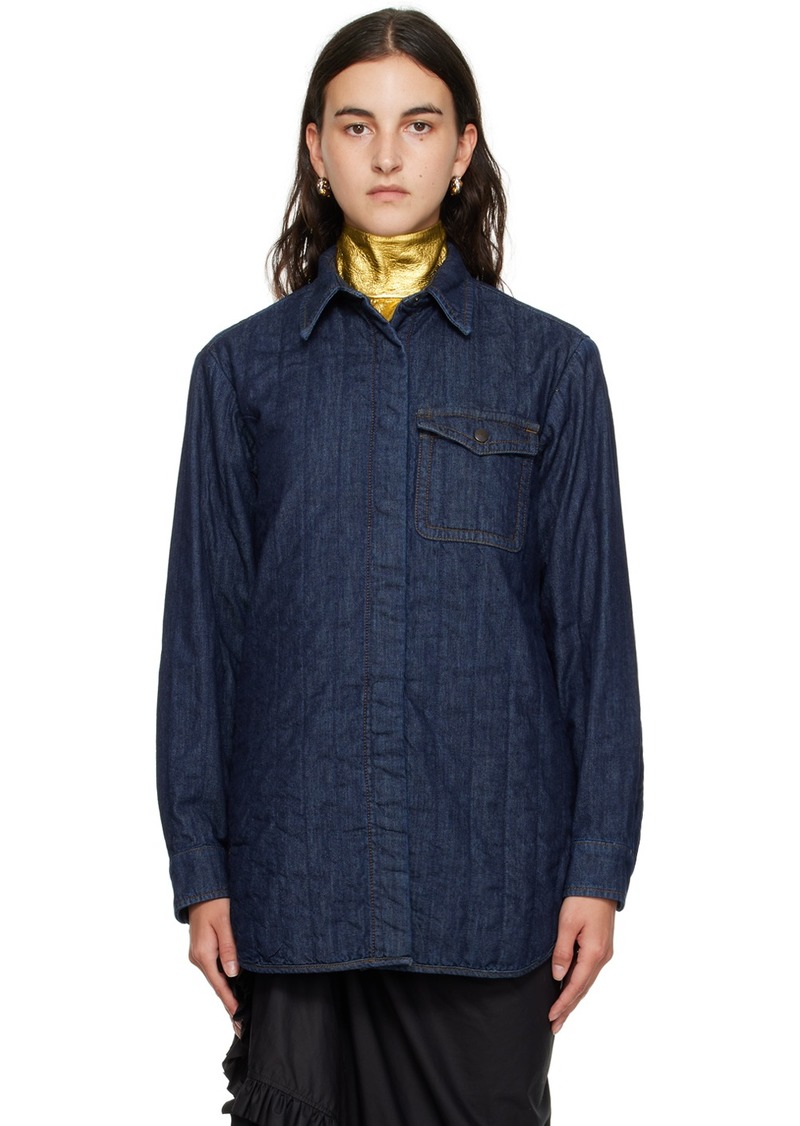 Dries Van Noten Indigo Quilted Denim Shirt