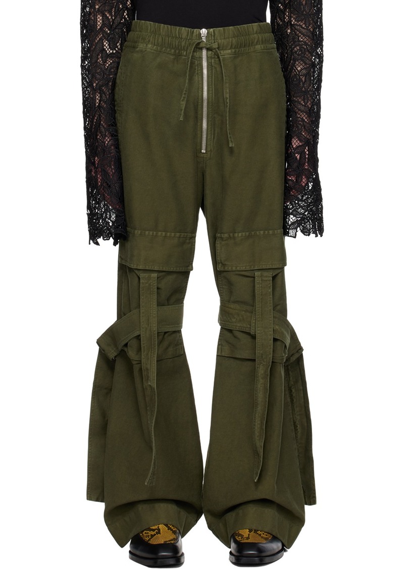 Dries Van Noten Khaki Cinch Strap Trousers