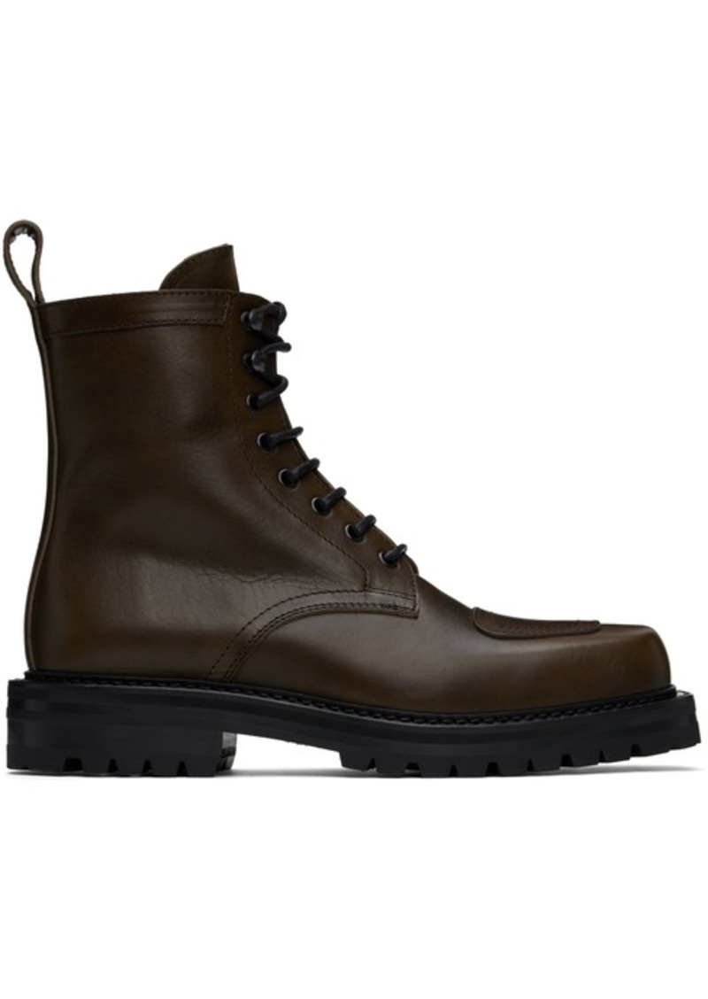 Dries Van Noten Khaki Lace-up Boots